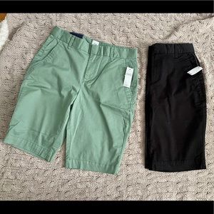 Old Navy long shorts. 2 pairs. Black and Green.